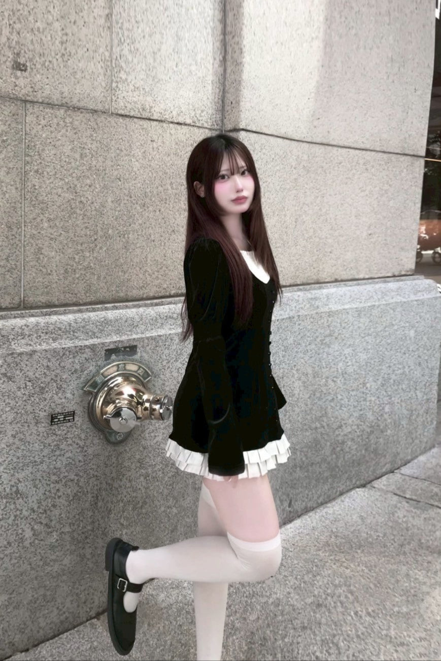 velvet black one-pice KR10085