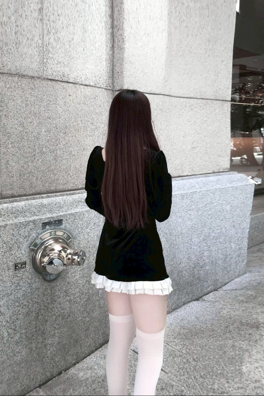 velvet black one-pice KR10085