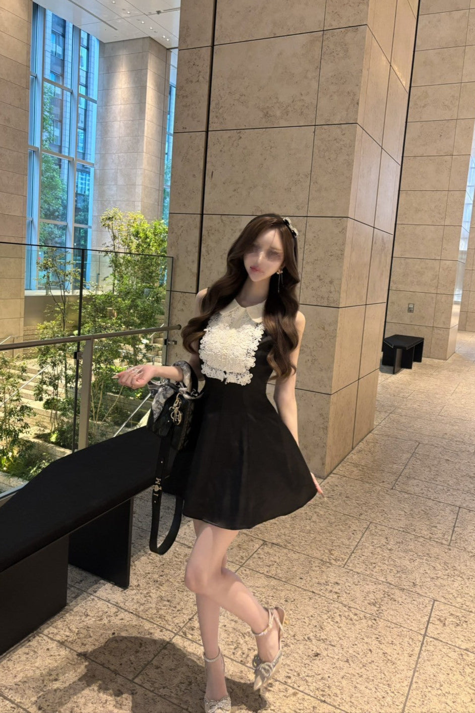 mood slim black dress KR10091