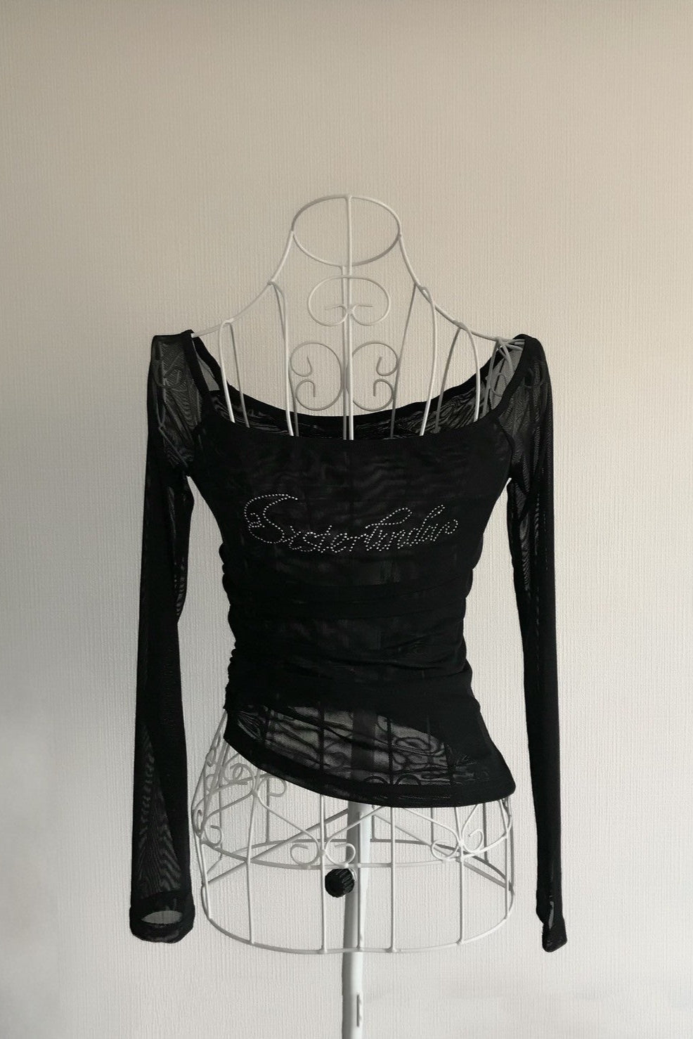 see-through glitter logo long T-shirt KR10089