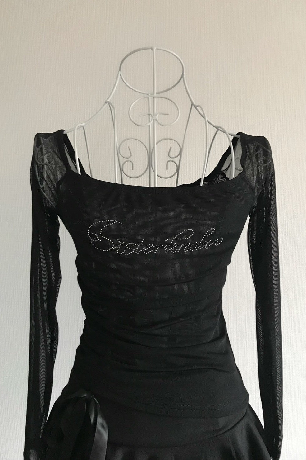 see-through glitter logo long T-shirt KR10089