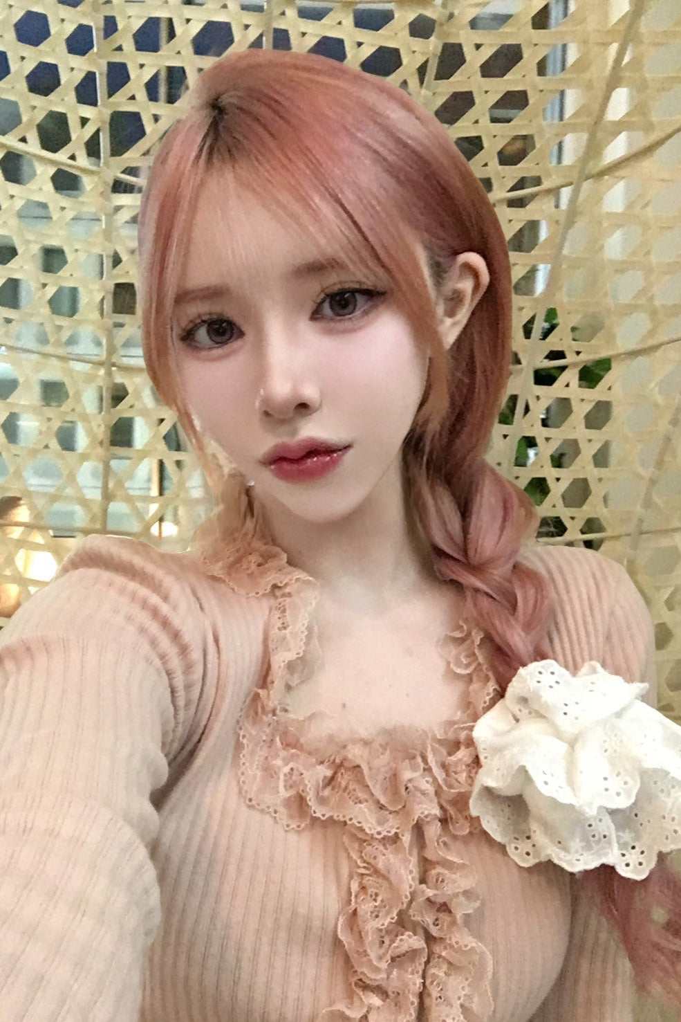 lace up u-neck tops KR10142