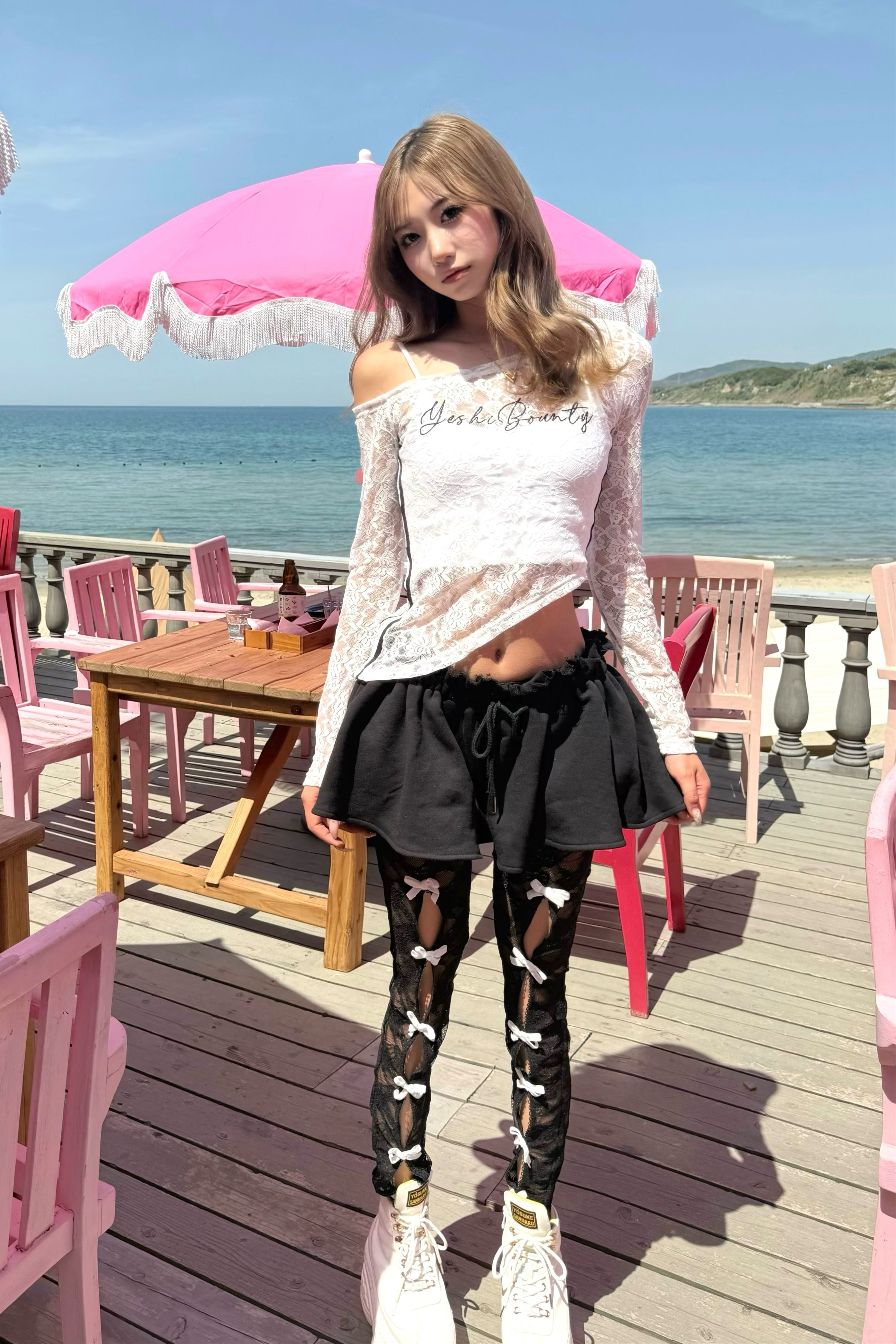 レースペプラムオフショルダートップス KR10238