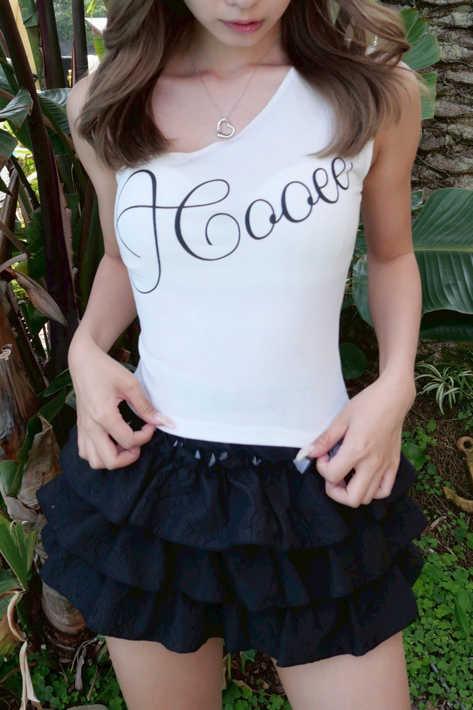 ワンショルダークロップドTシャツ KR10243