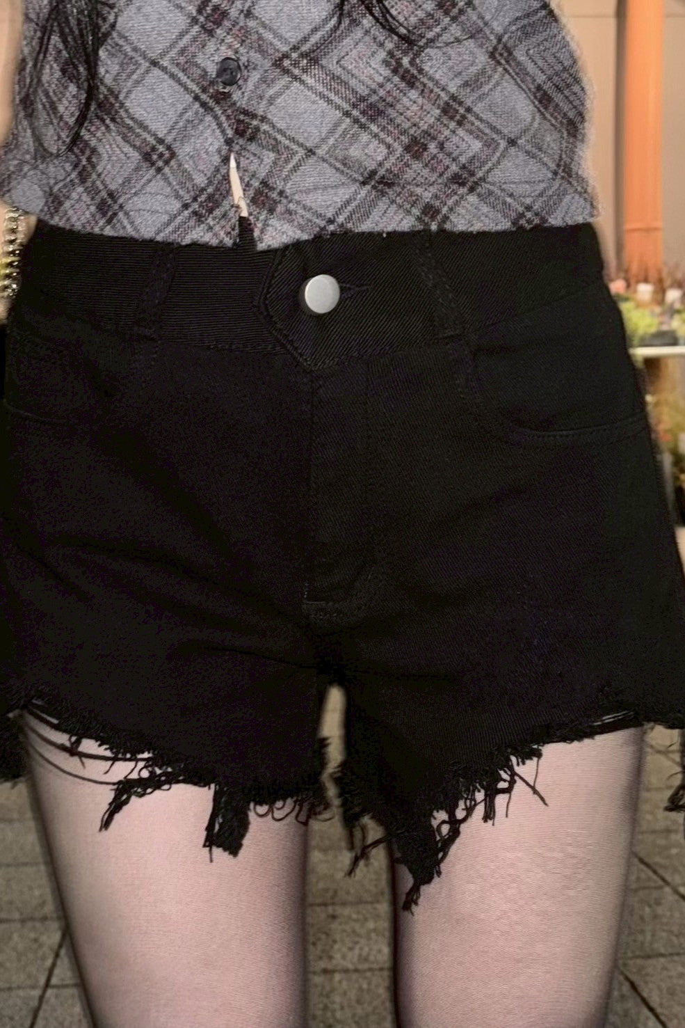 ブラックダメージショートパンツ KR10055