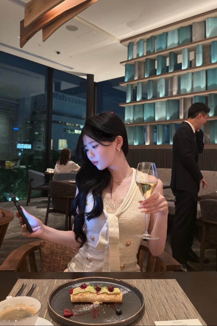 ホワイトチェックタイトワンピース KR10423