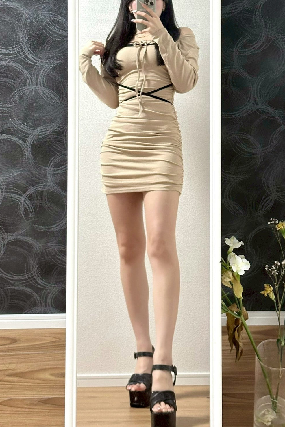 クロスリボンタイトキャミワンピース KR10844