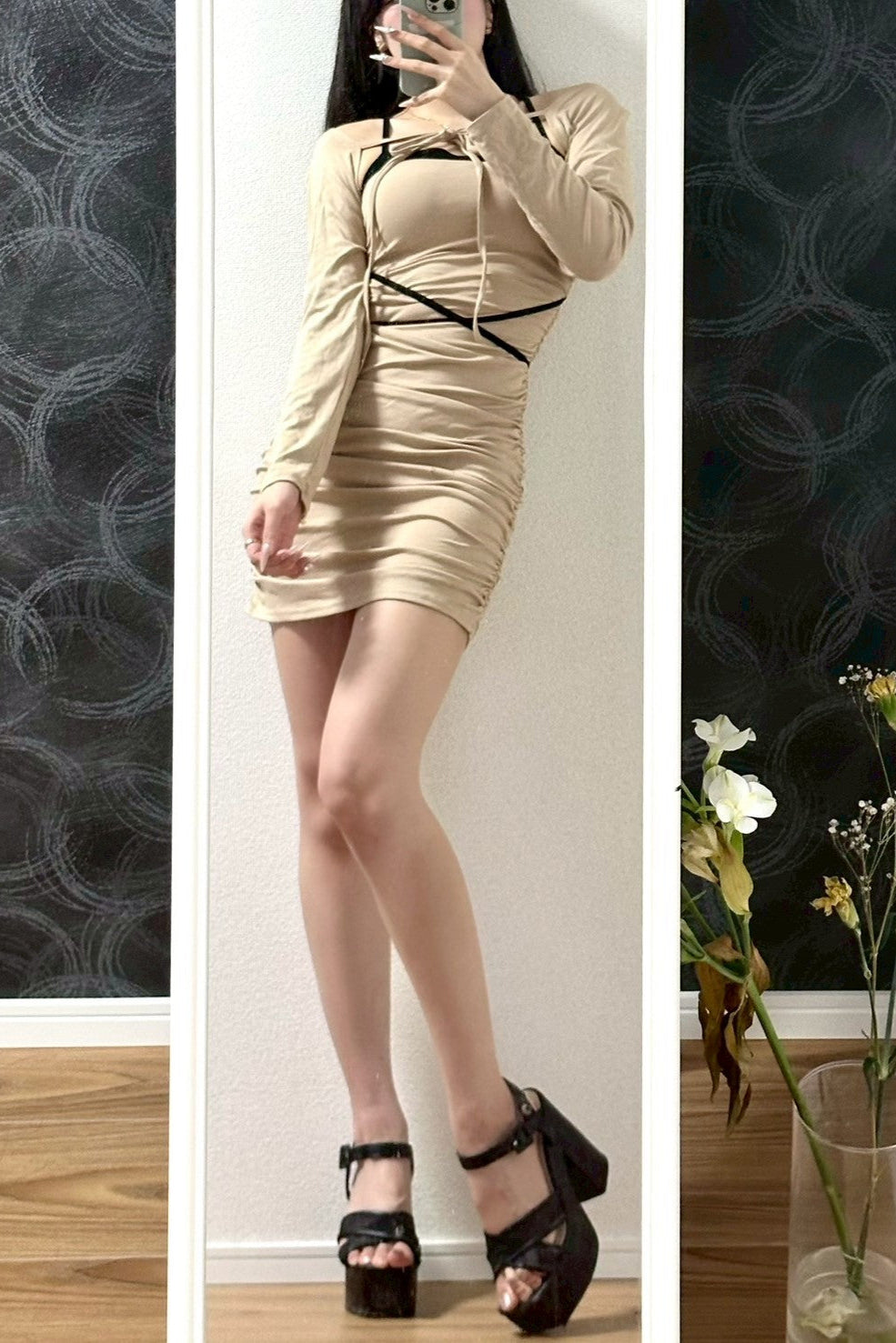 クロスリボンタイトキャミワンピース KR10844