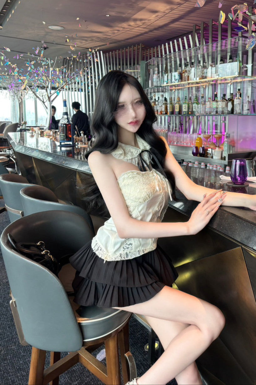 オフショルダーレースリボンキャミソール KR10097