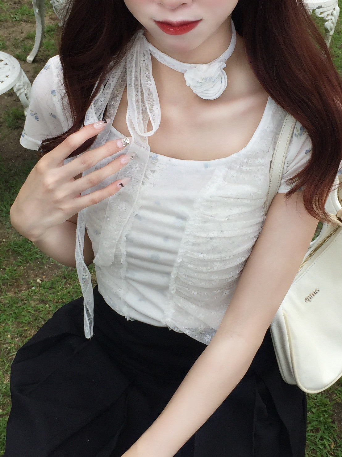 フラワーストラップTシャツ KR10904