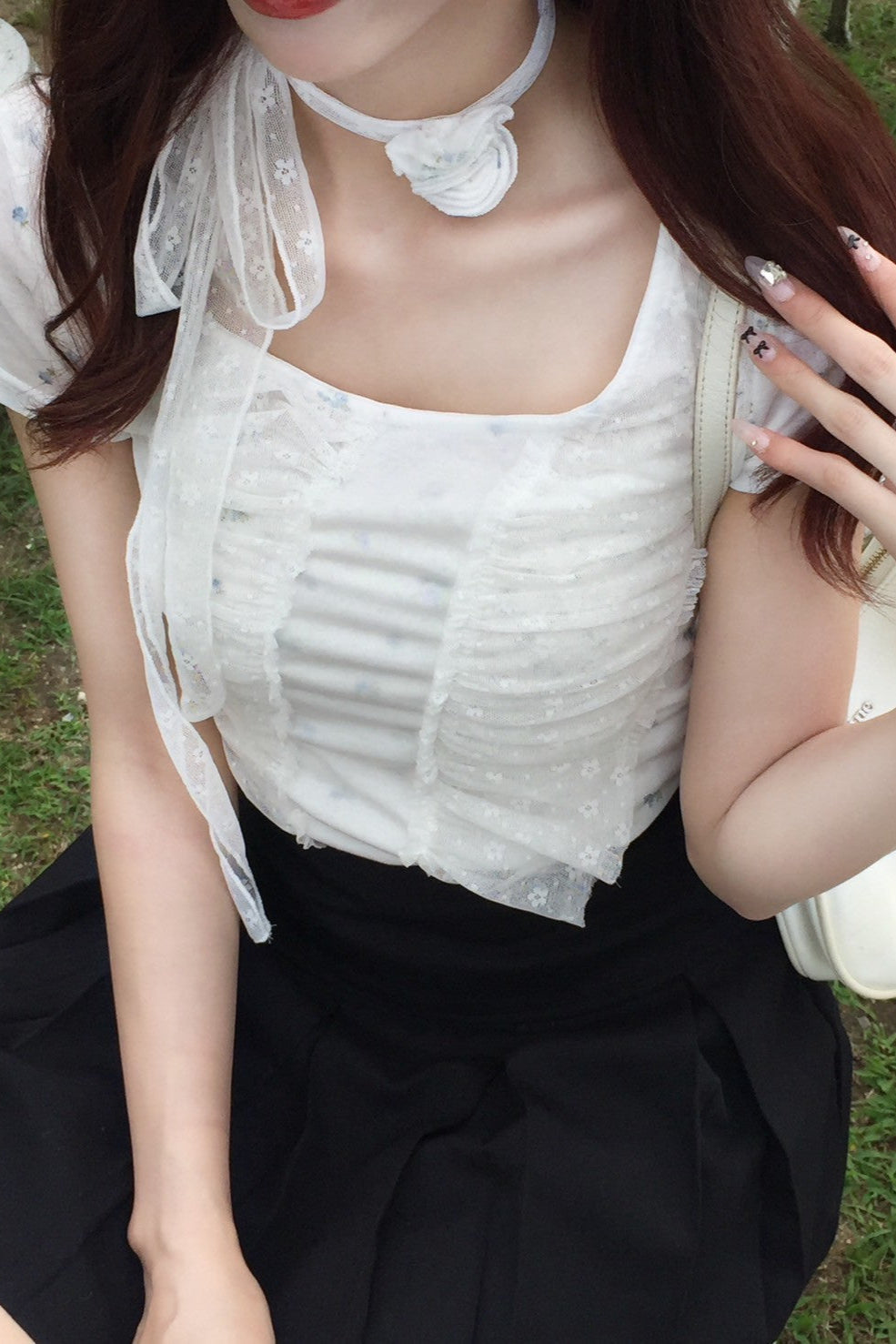 フラワーストラップTシャツ KR10904
