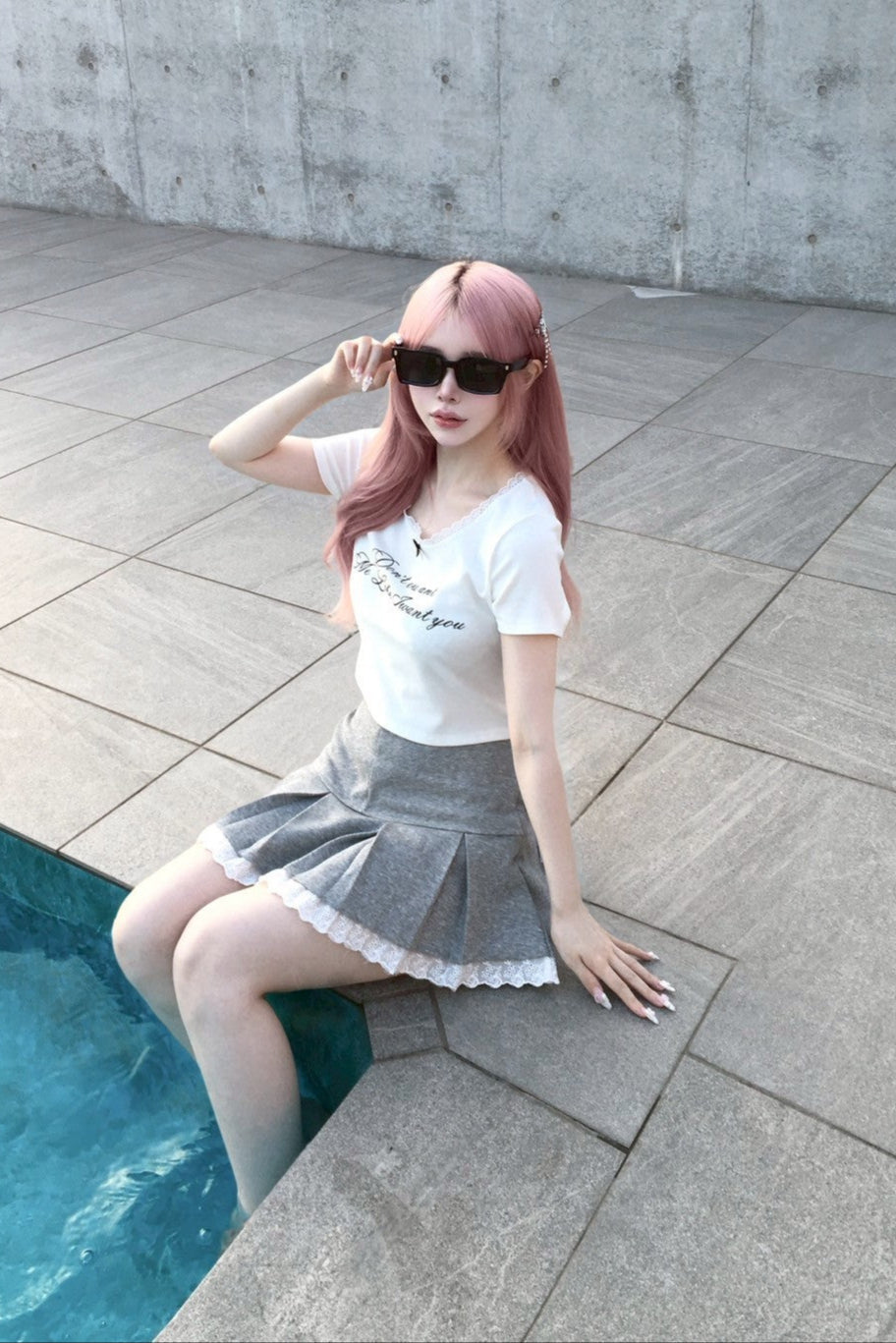 レタリングホワイトリボンTシャツ KR10475