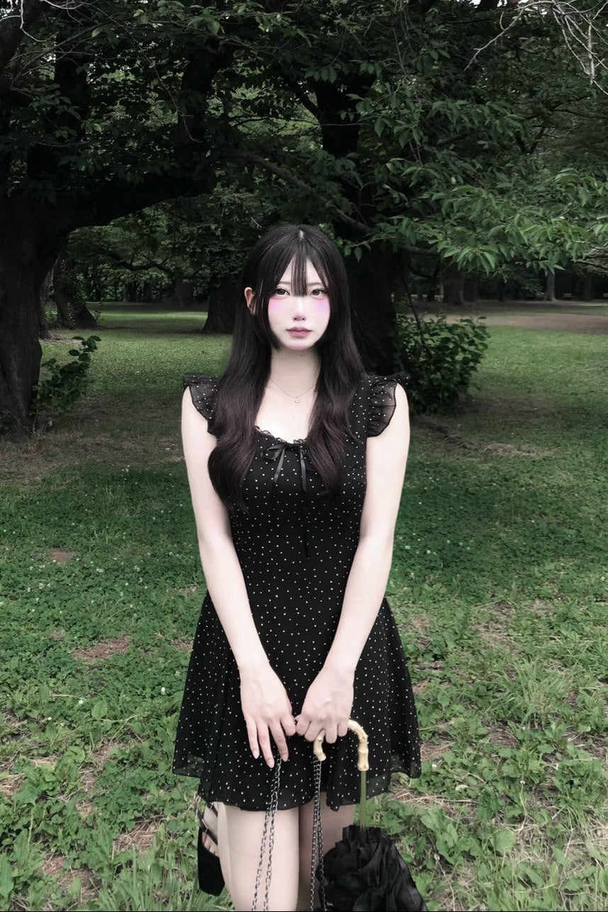 ドットシースルーリボンワンピース KR11093