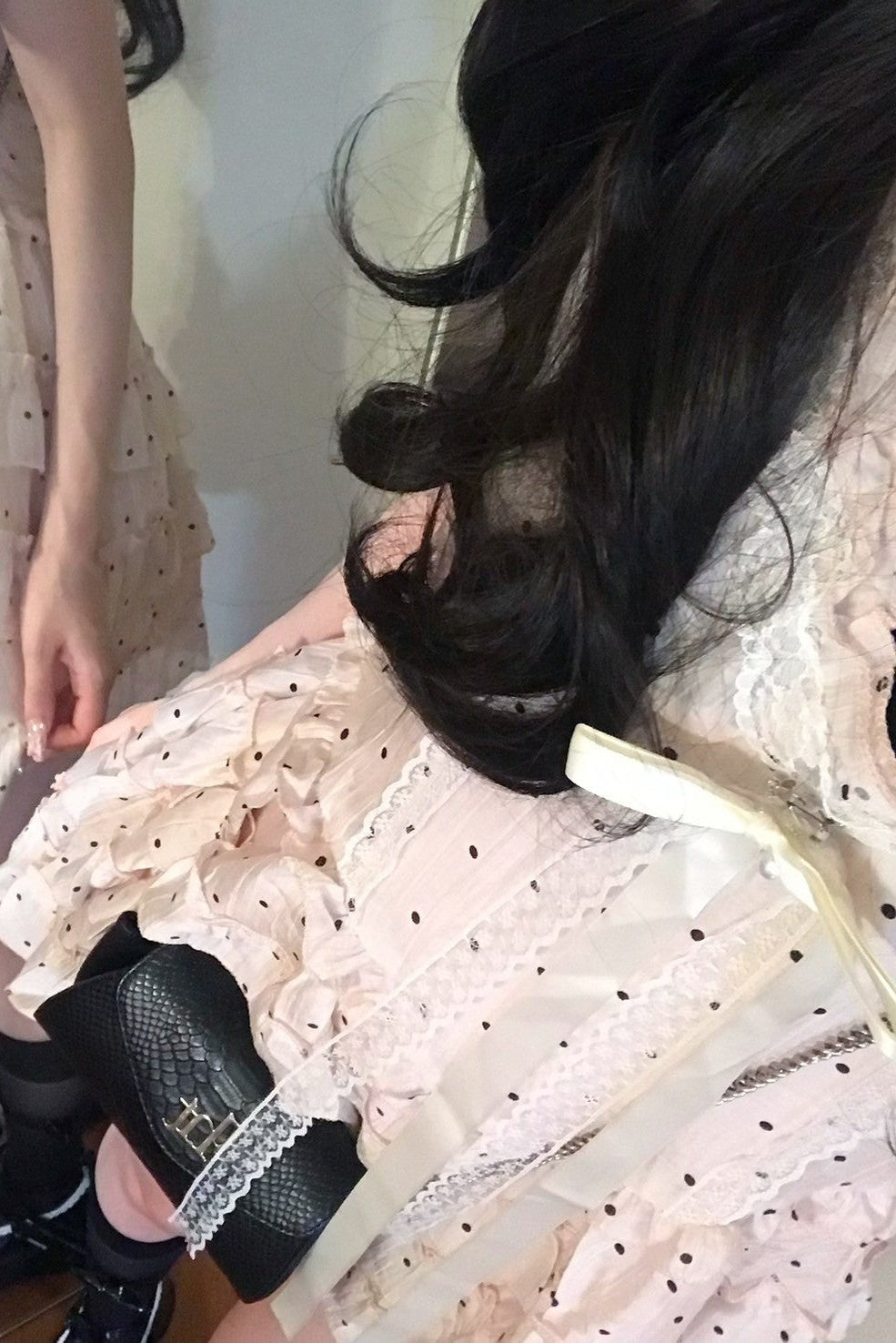 ピンクドットビジューワンピース KR11366