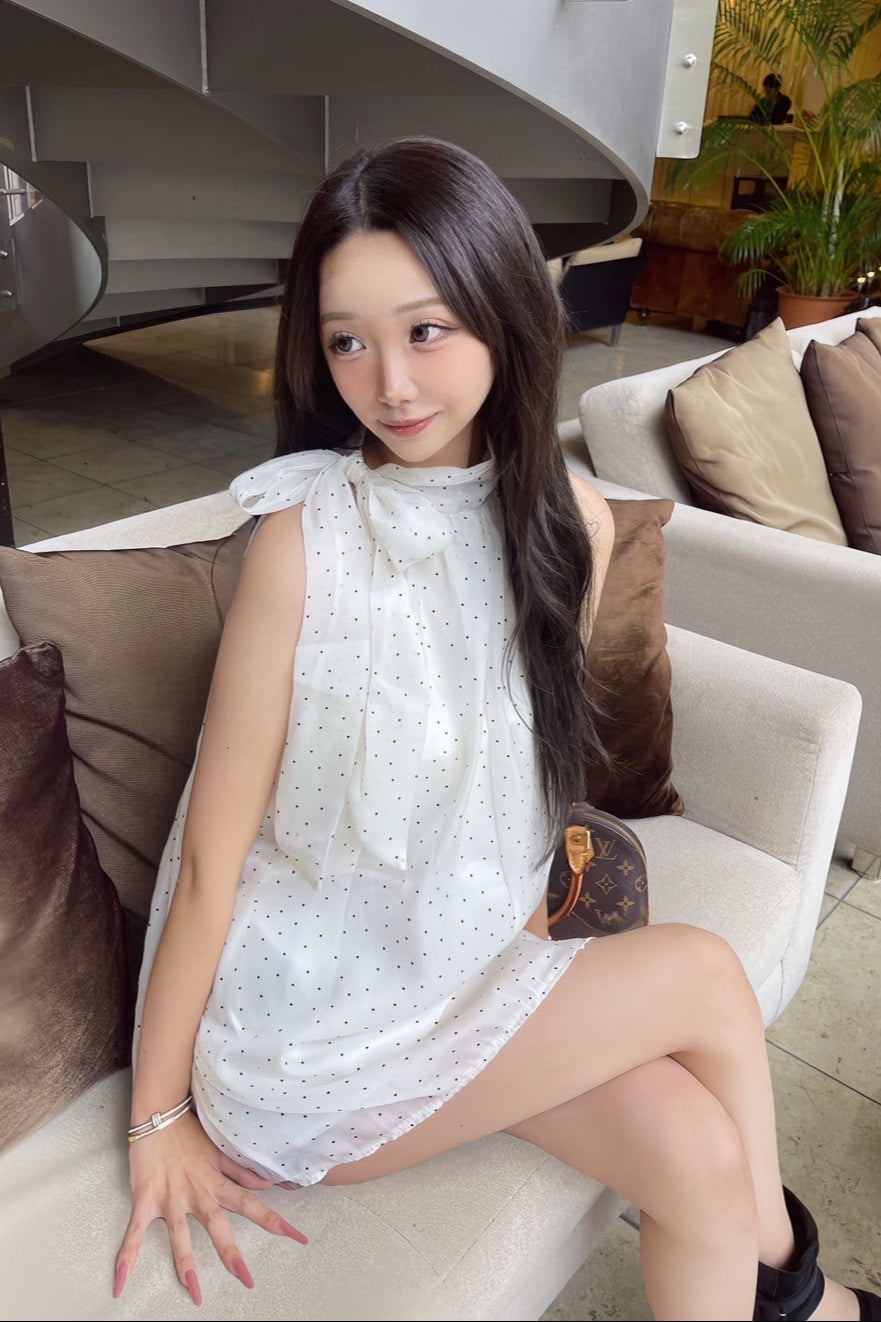 ショルダーリボンドットトップス KR11407