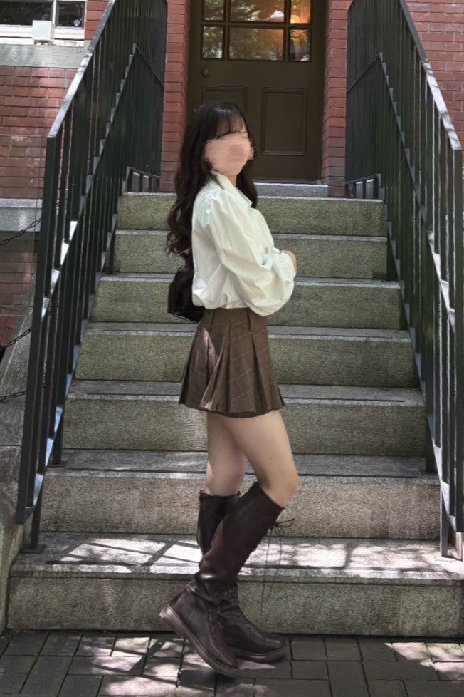 クラシカルチェックプリーツスカートパンツ KR11716