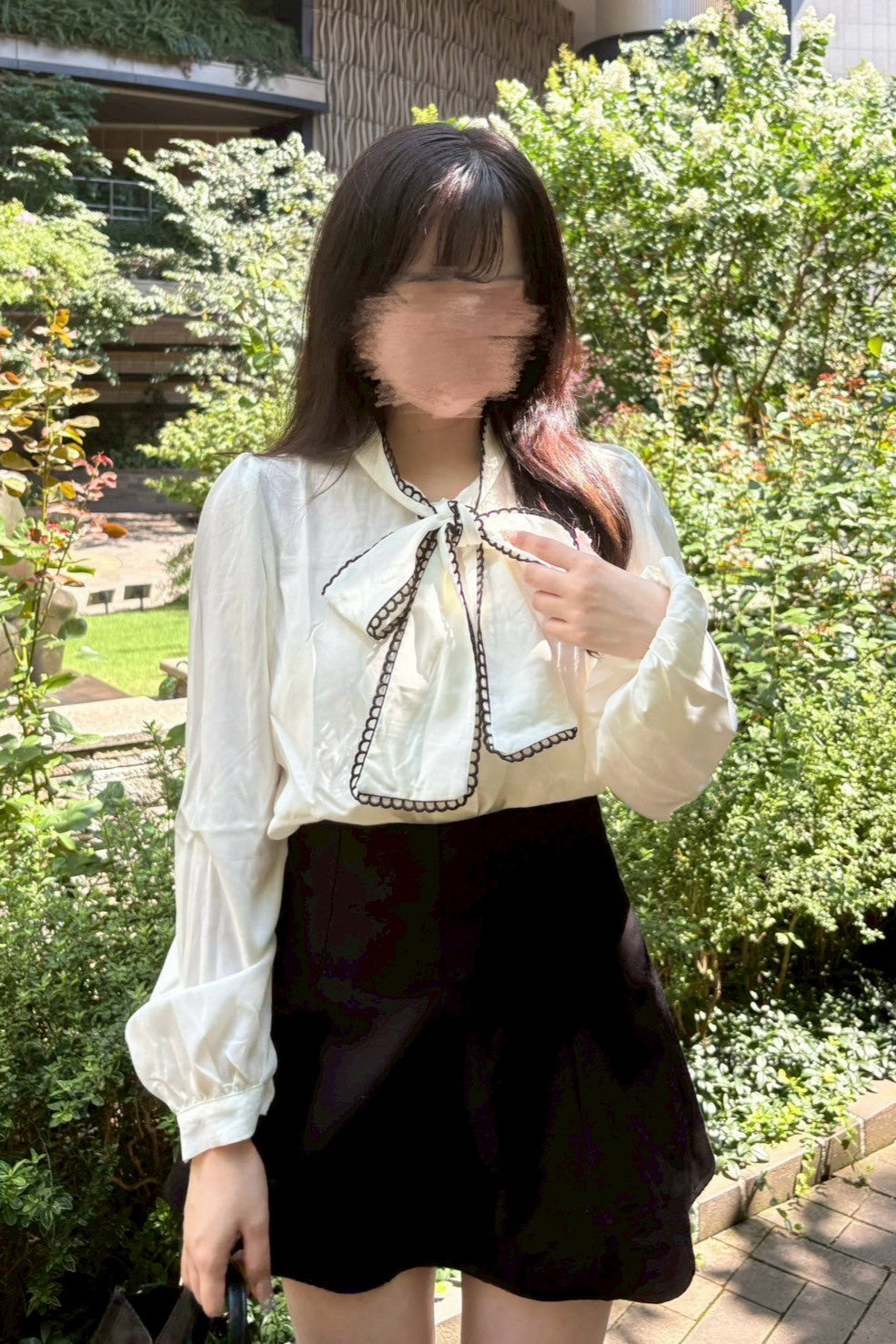 ステッチデザインボウタイブラウス KR11713