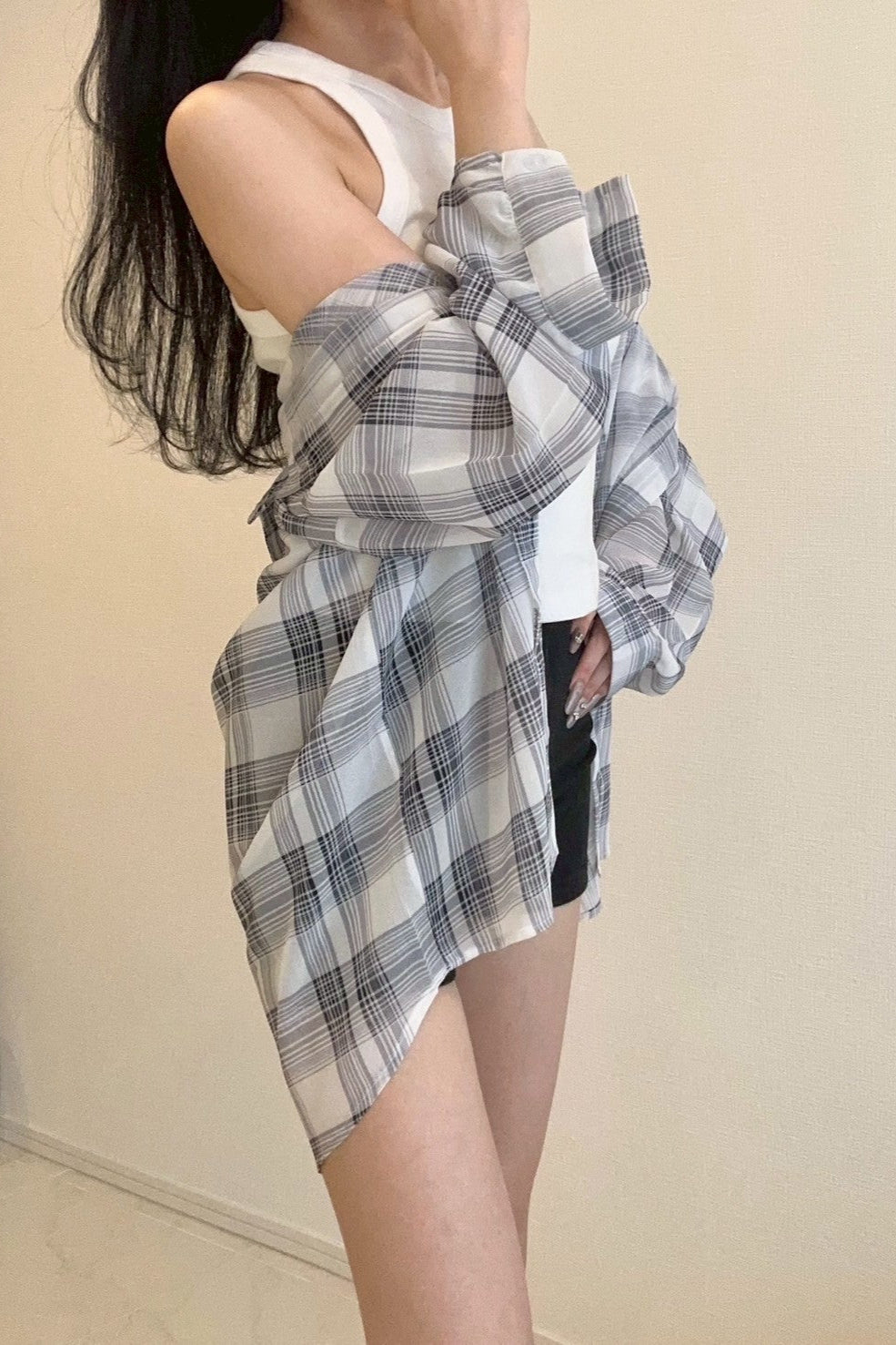 シアーチェックシャツ KR11776