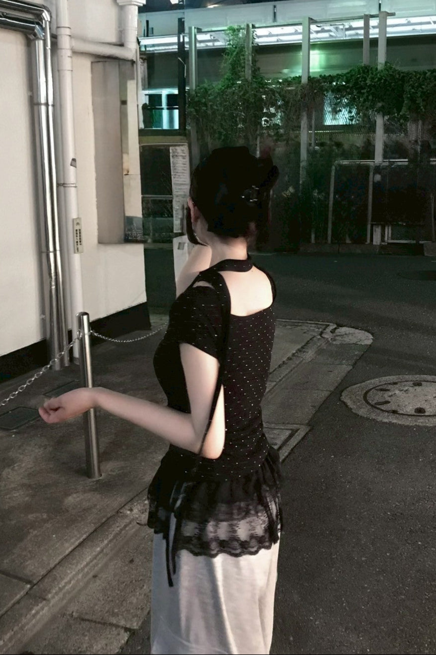 UネックドットTシャツ KR11486