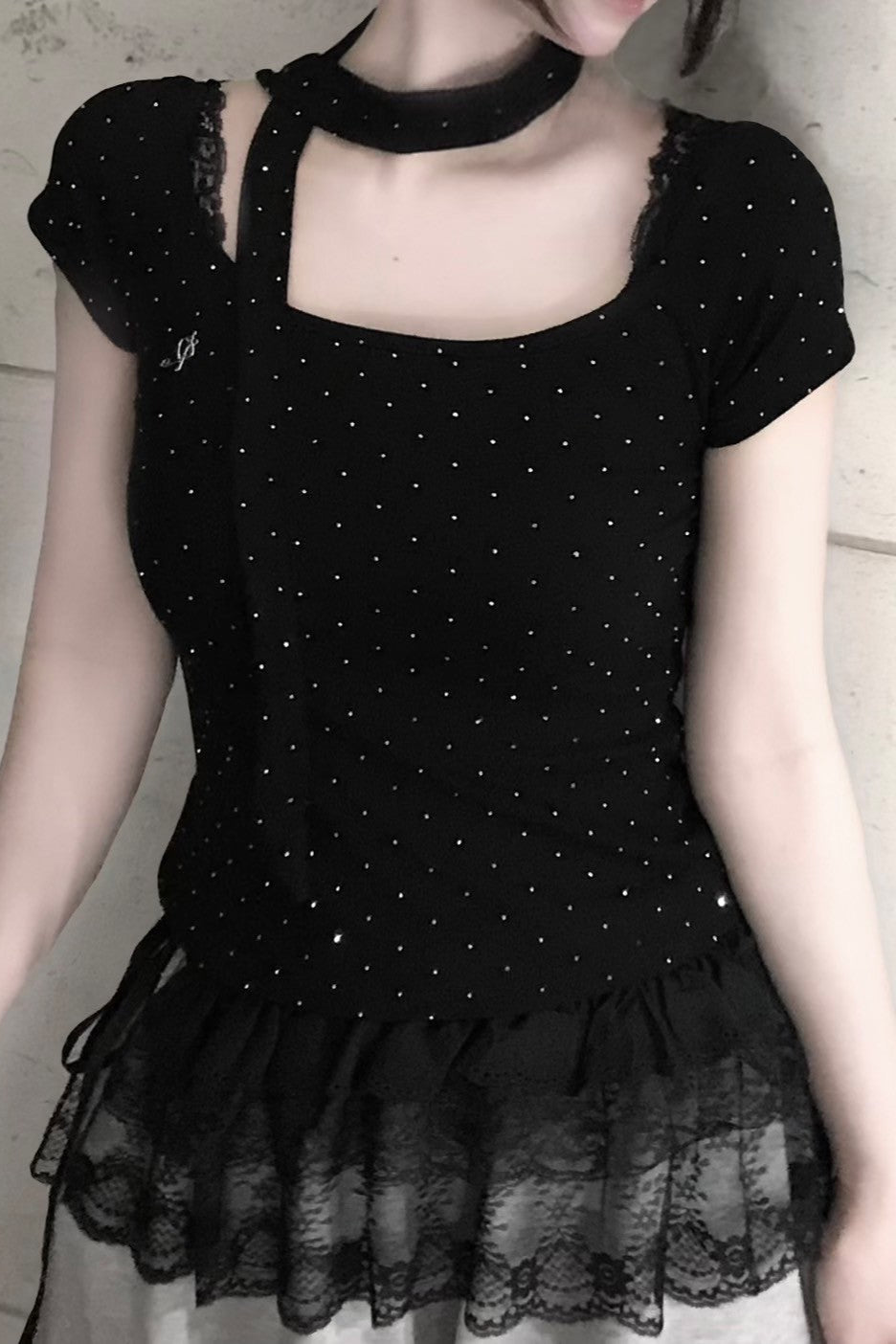 UネックドットTシャツ KR11486