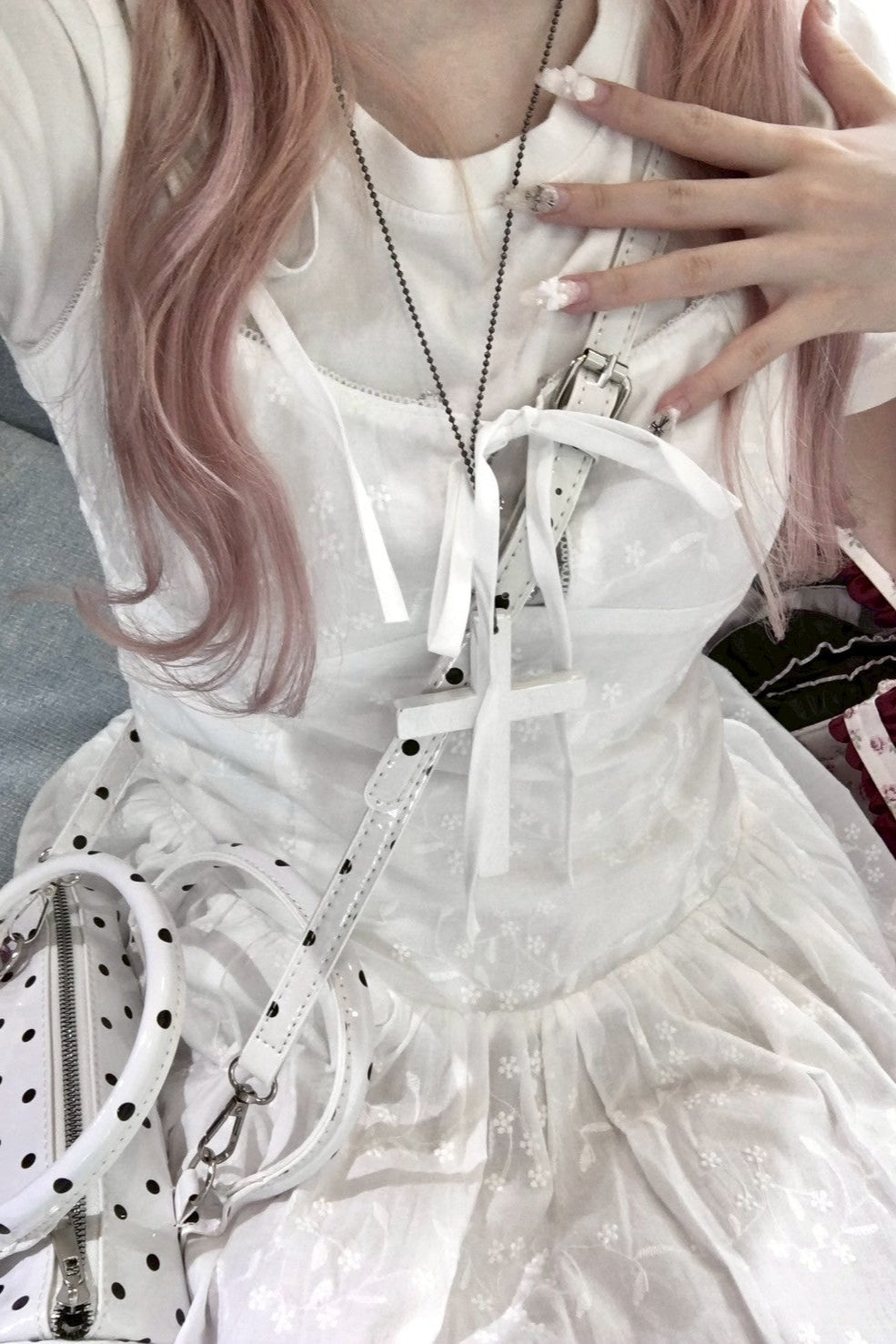 リボンカットペプラムキャミワンピース KR11154