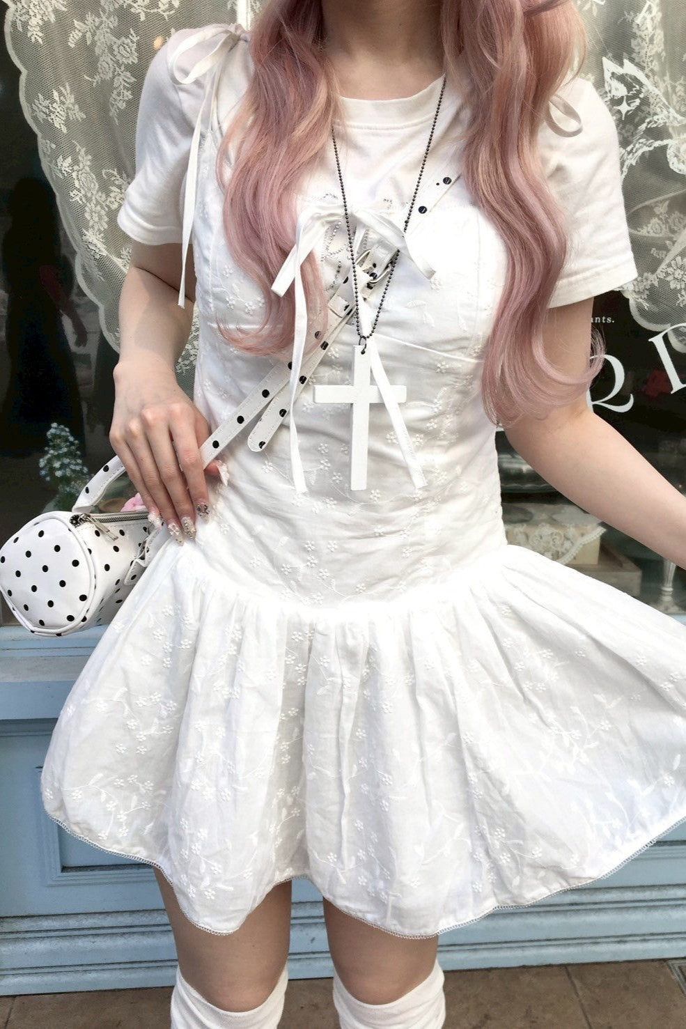 リボンカットペプラムキャミワンピース KR11154