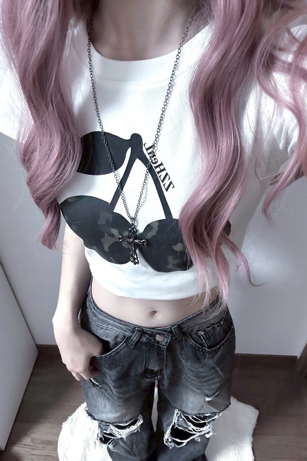 チェリープリントTシャツ KR12198