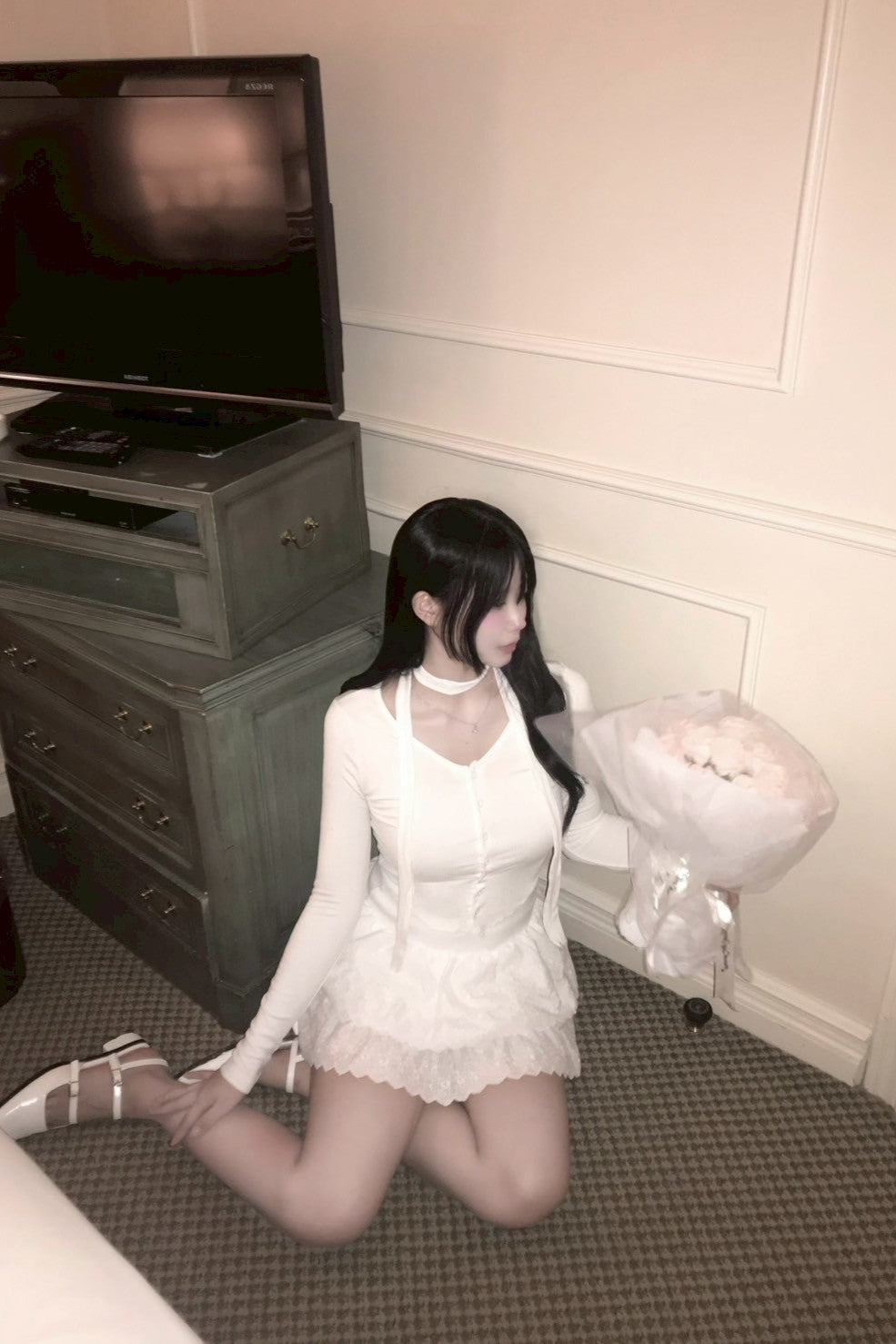 ホワイトタイトショートトップス KR11619