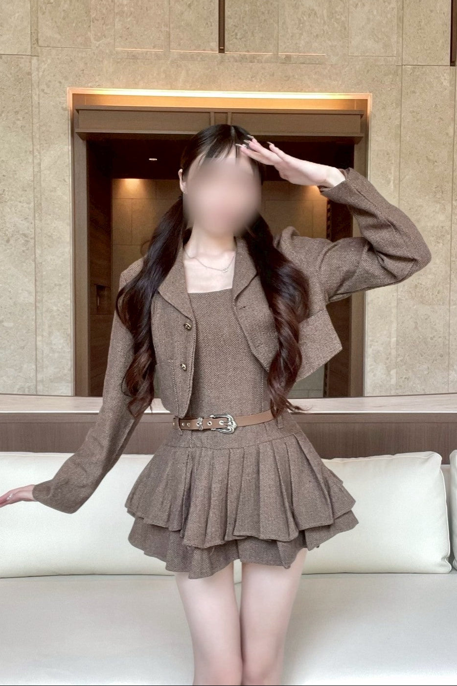 ヘリンボーンプリーツセットアップ KR11939