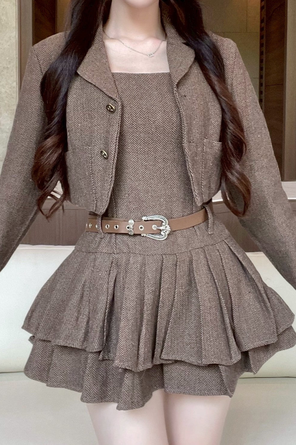 ヘリンボーンプリーツセットアップ KR11939