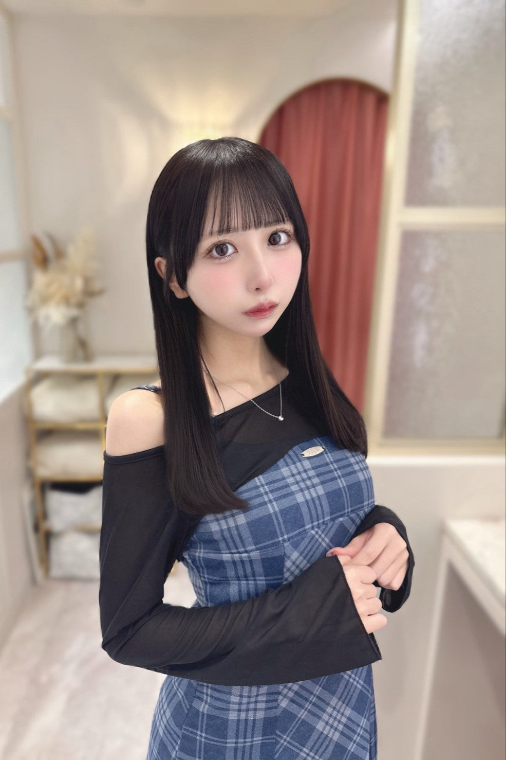 チェックスリットカーデ ワンピース KR12304