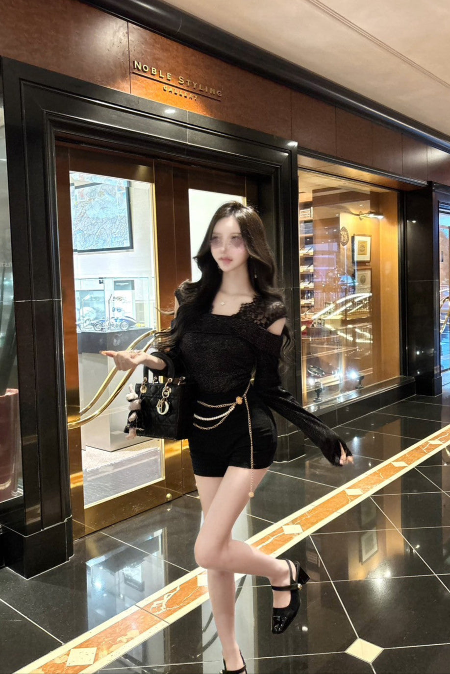 レースネックグリッタートップス KR12413