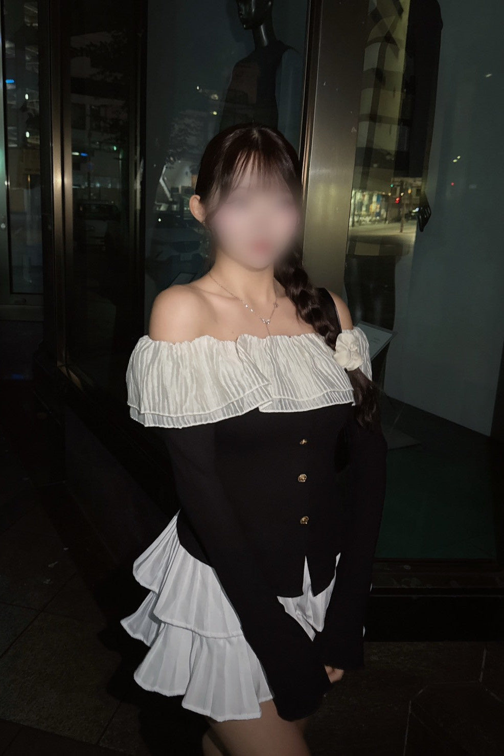 ゴールドボタンオフショルトップス KR12712