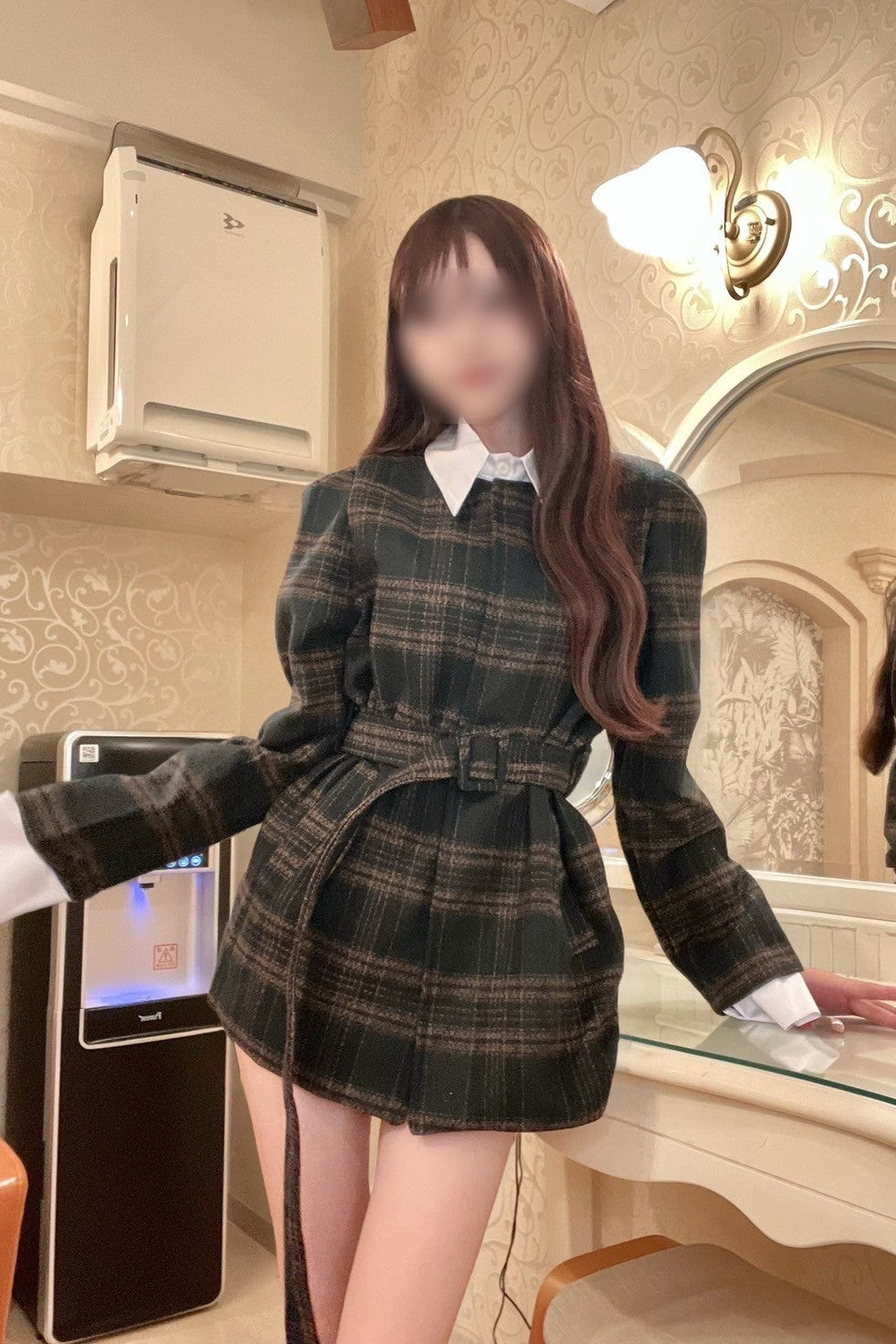 ベルトチェックコート KR30034