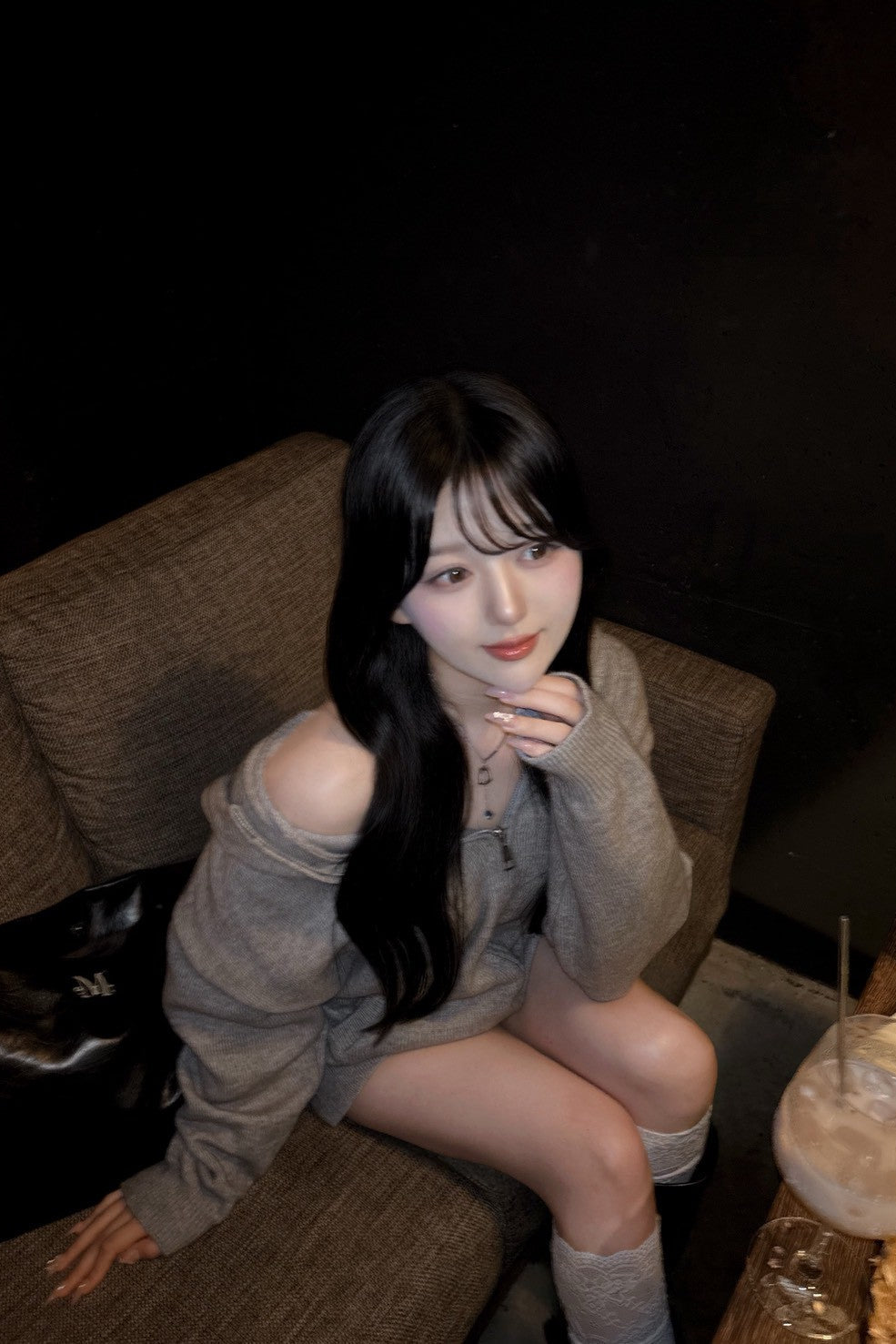 オーバーサイズニットフーディセットアップ KR13358