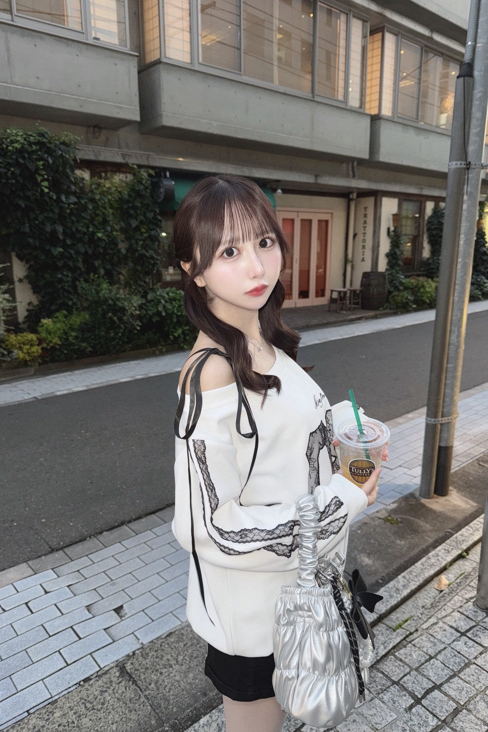 レースロゴオフショルスウェット KR12305
