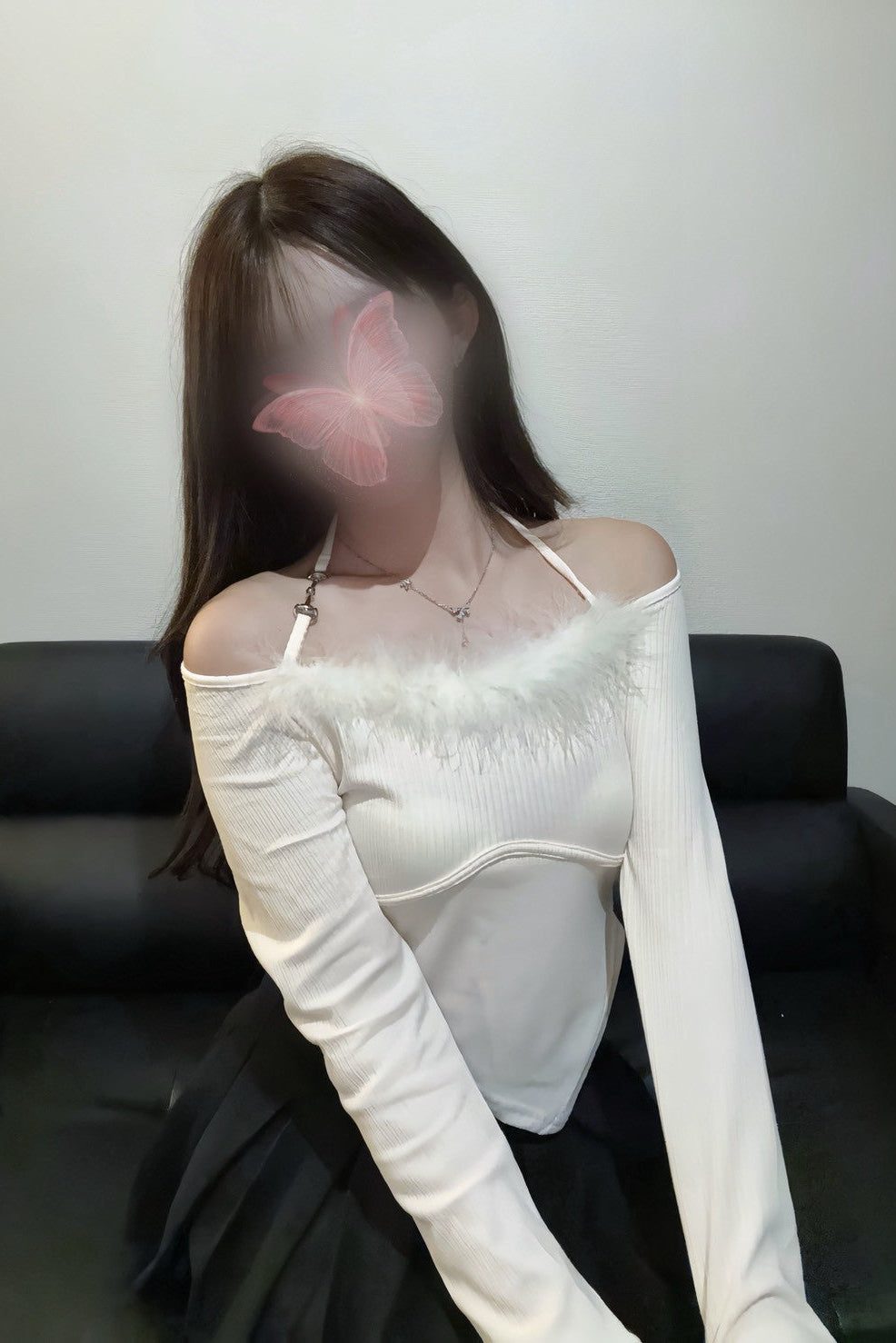 ファーツキオフショルトップス KR12715