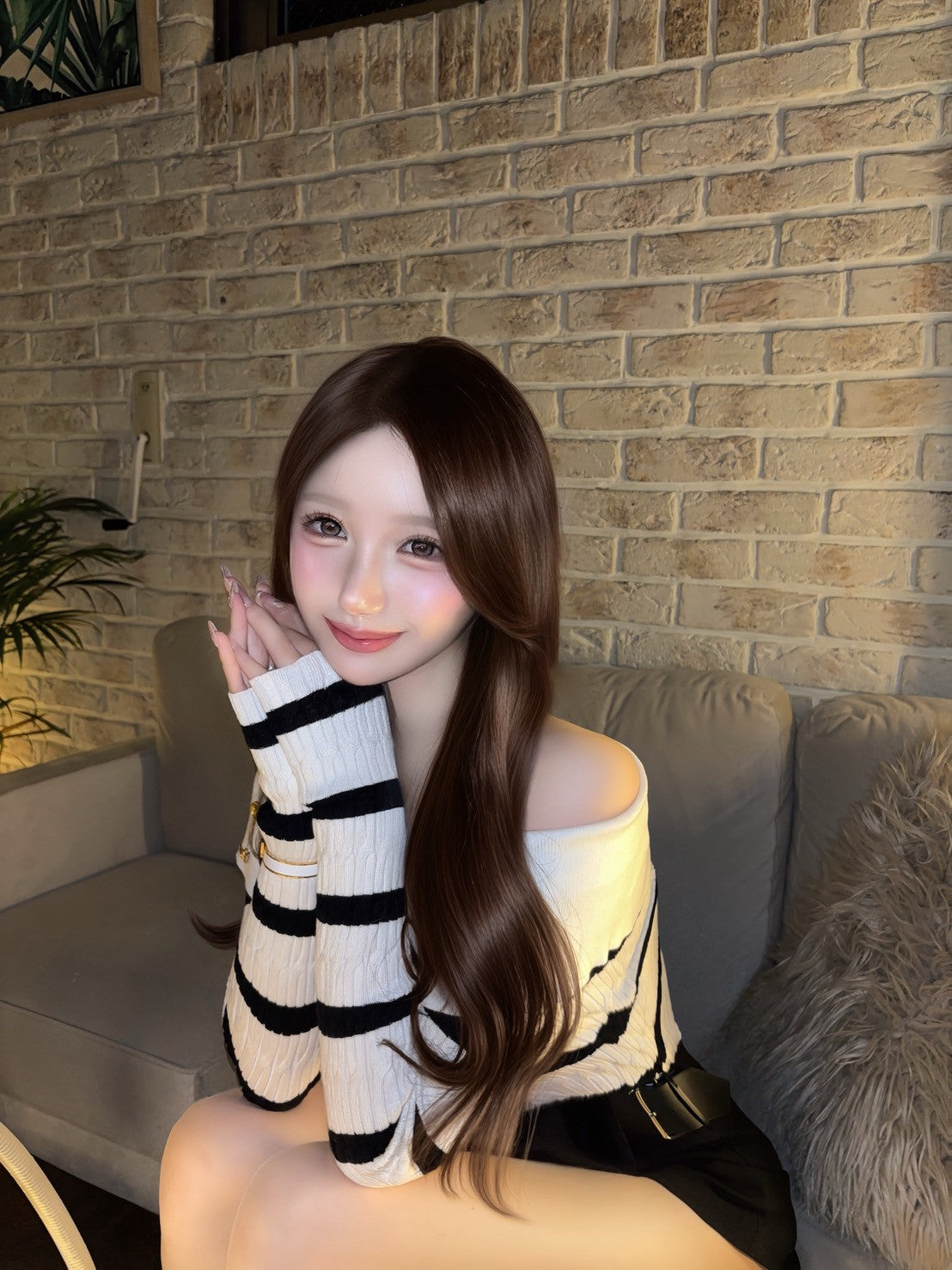 ボーダーミューオフショルトップス KR13456