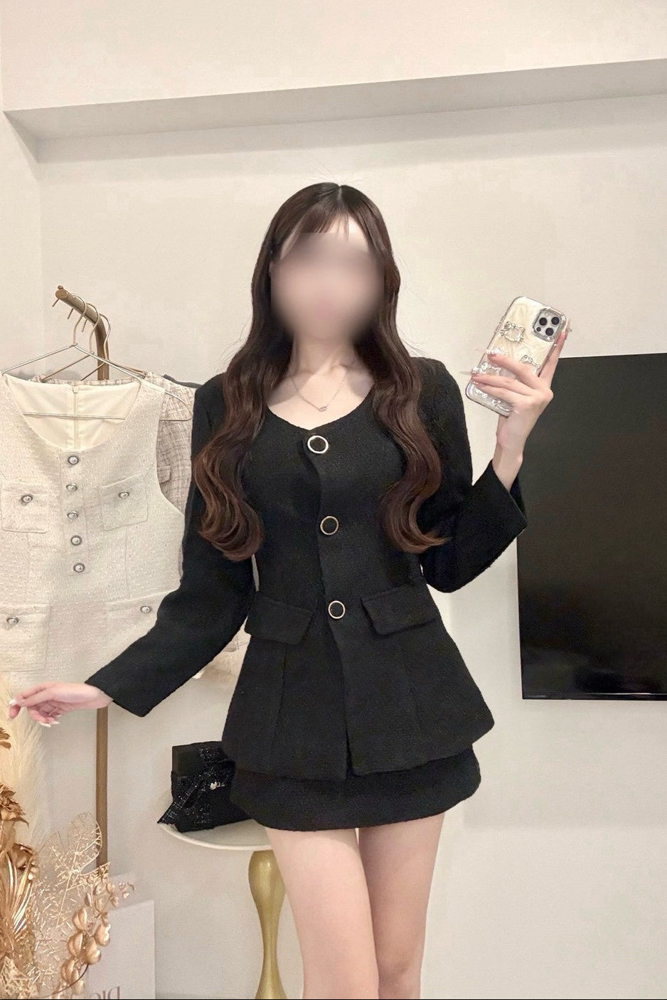 クラシックツイードペプラムセットアップ KR30033