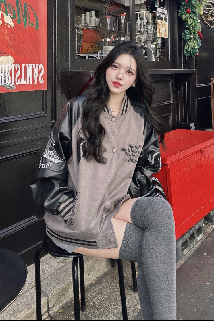 スエードレザーバイカラースタジャン KR30158