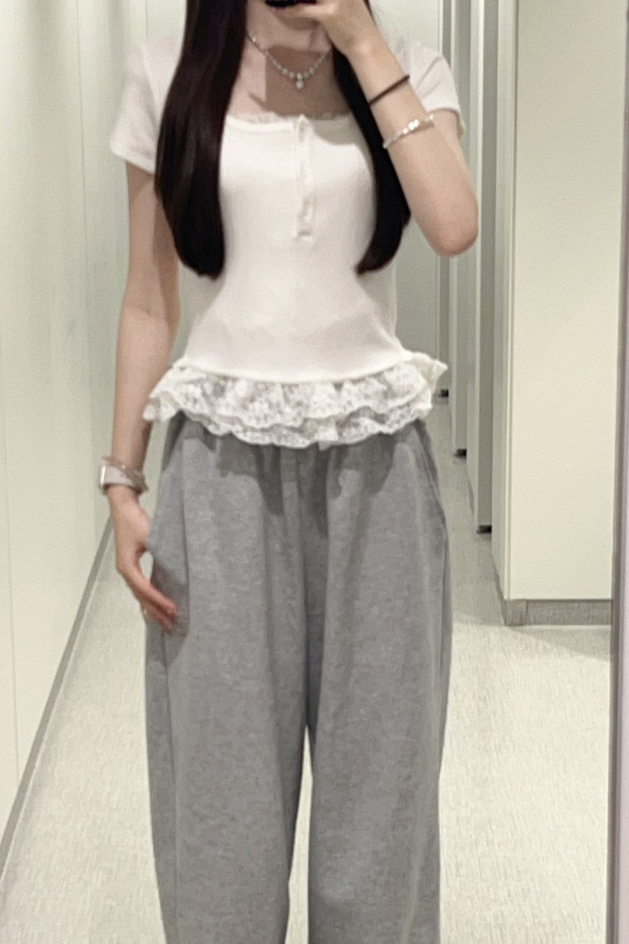 レースレイヤードトップス KR10435