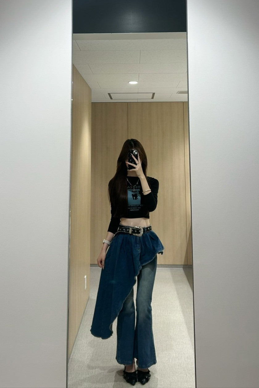 アシンメトリーレイヤードフレアパンツ KR11513