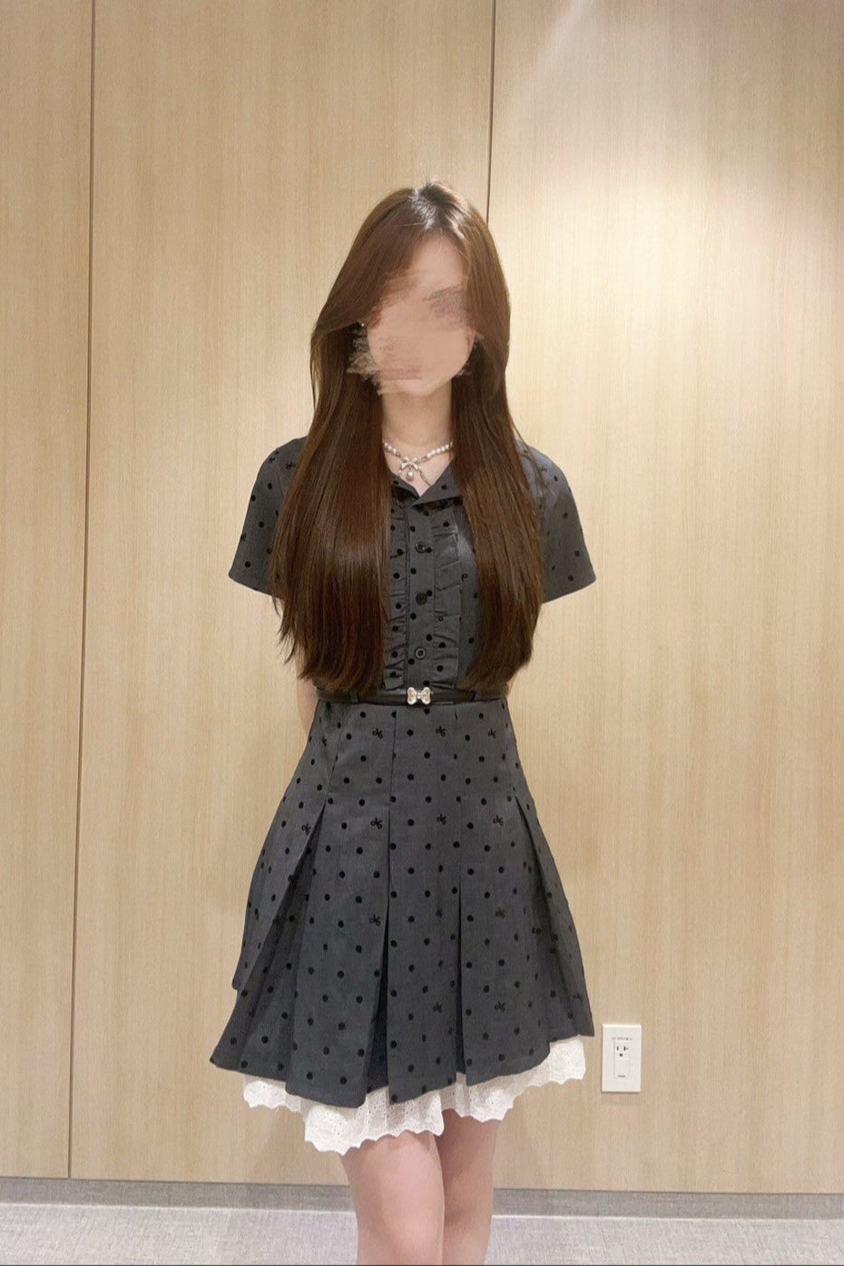ドットグレーワンピース KR11021