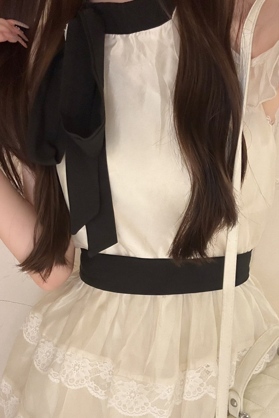ホワイトチュールティアードミニワンピ KR10443