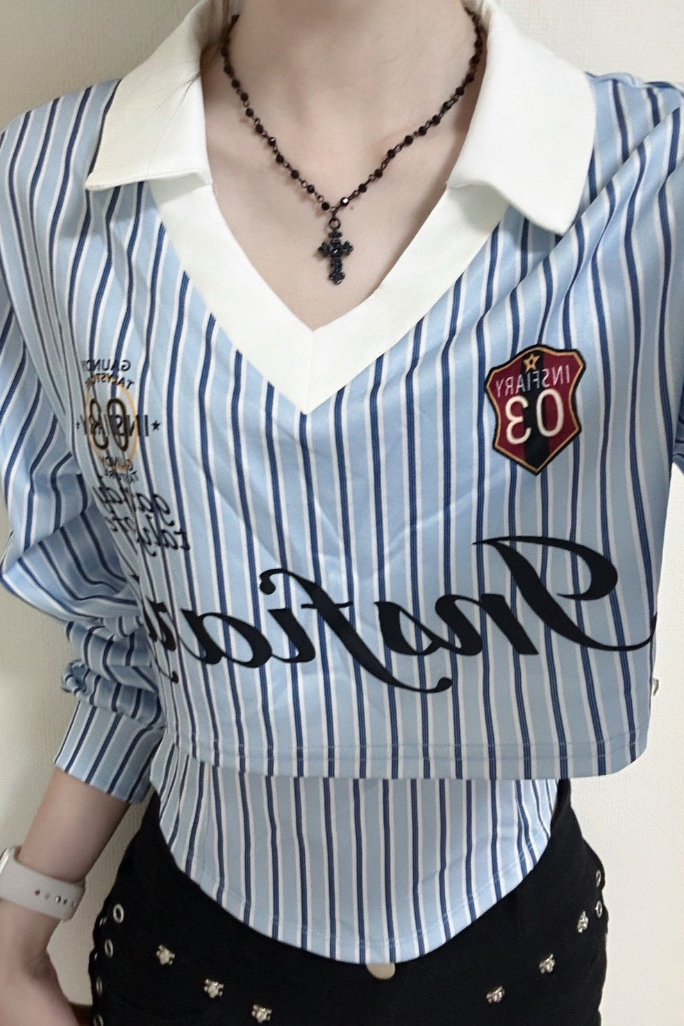 ストライプクロップドシャツ KR12634