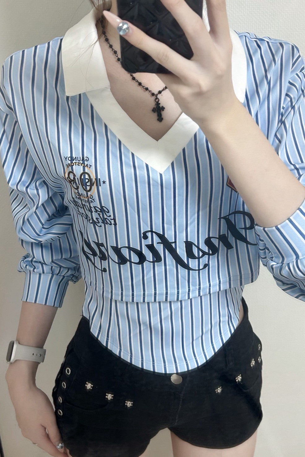 ストライプクロップドシャツ KR12634