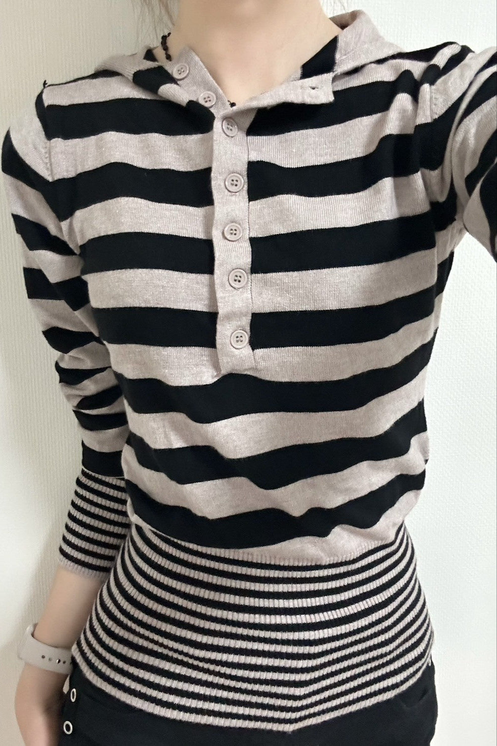 ボーダーポロニットトップス KR12627