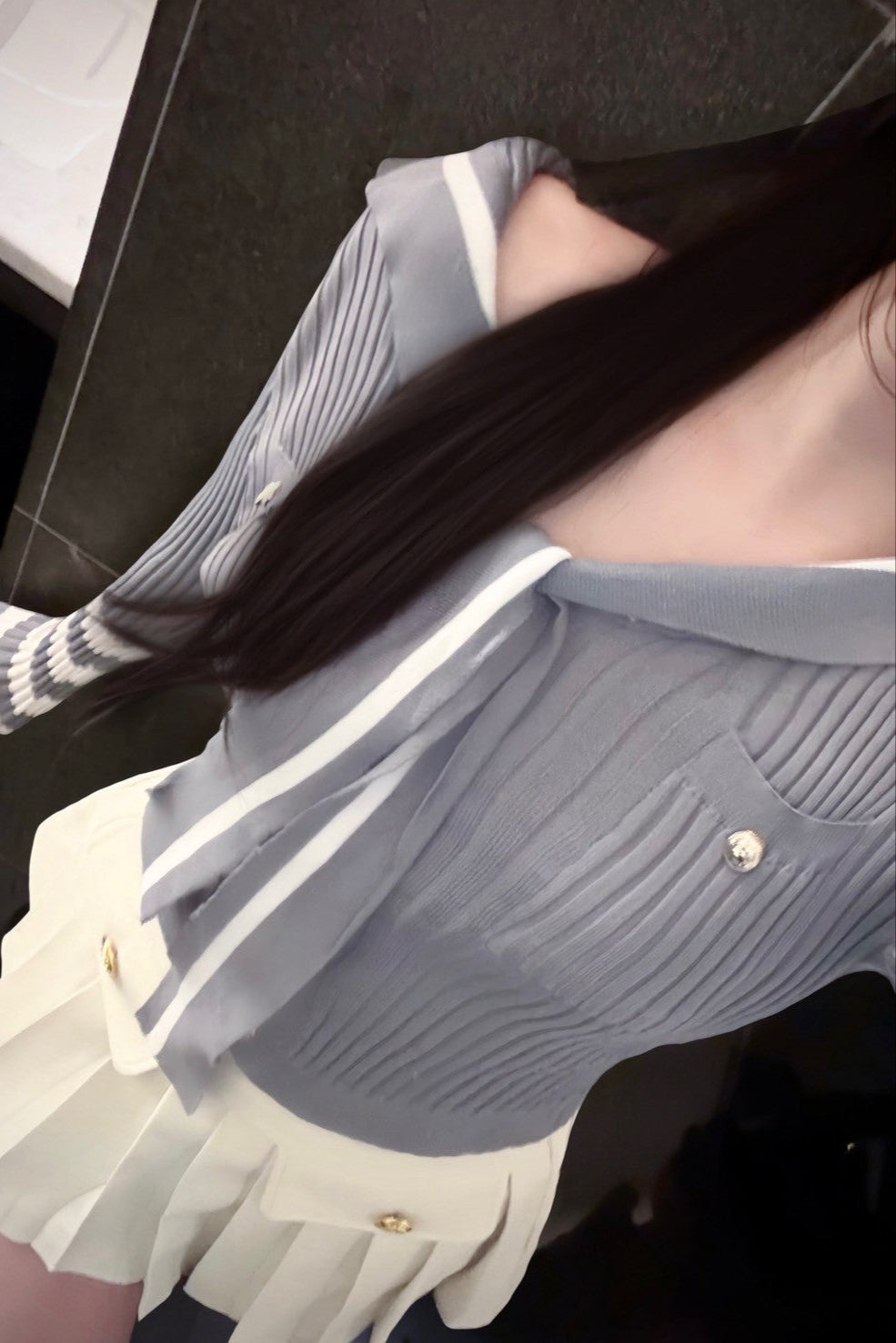バイカラーボウタイカーディガン KR10115