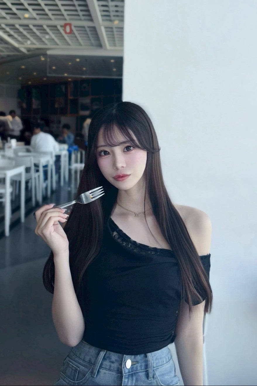 off-the-shoulder lace top KR10051