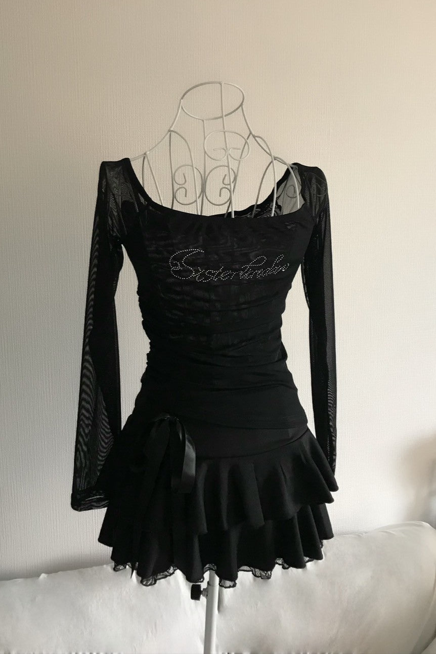 sweet ribbon layerd skirt KR10087